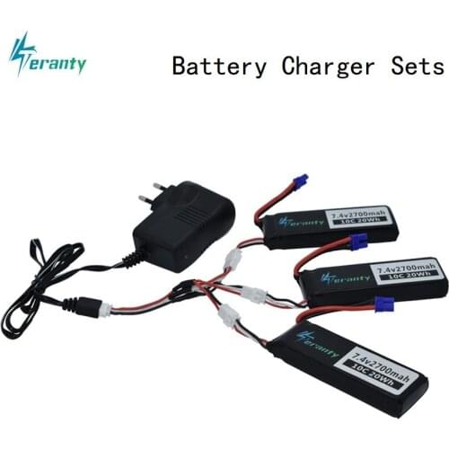 7.4V 2700mAh 10C For Hubson H501W H501S H501C lipo battery + Cable + 7.4v Charger For RC Qaudcopter Drone Parts with EC2 Plug