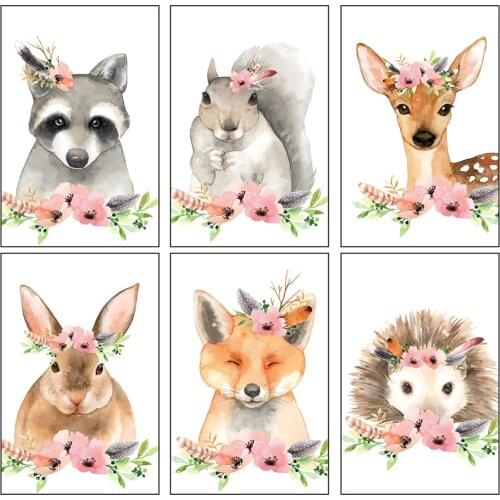 Children DIY Animal Rabbit and Deer Diamond Painting Full Square Round Diamond Art Cross Stitch Decoration Home Furnishing 5D