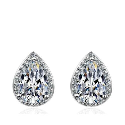 AMORUI Water Drop Shaped Rainbow Crystal Stud Earrings Romantic Tear Drop AAA Zircon Earrings For Women Jewelry