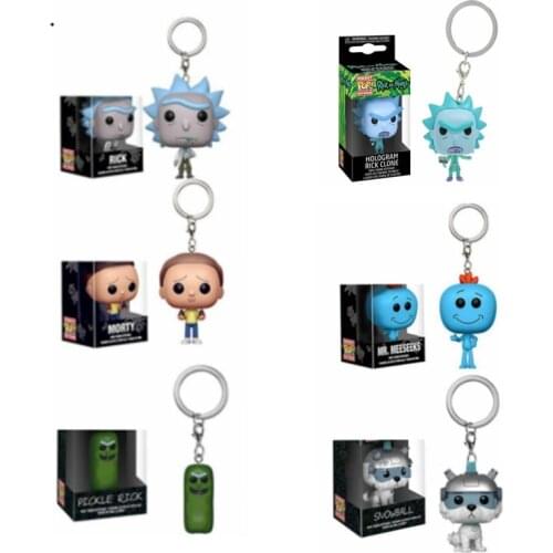 Anime Rick keyring Morty Keychain Mr Meeseeks Snowball Pocket Keychain Action Figure Toys Children Xmas Gift