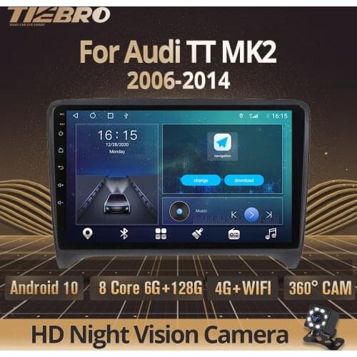 2DIN Android10 Car Radio For Audi TT MK2 2006-2014 GPS Navigation Stereo Receiver Auto Radio Car Video Car Multimedia Player IGO