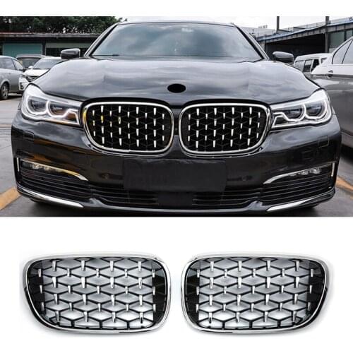 A Pair For BMW 7 Series G11 G12 740i 750i 760i 2016-2020 Diamond Style Front Kidney Grille Racing Grilles Car Accessories