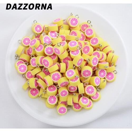 30-90Pcs Round Fruit Grapefruit Shape Polymer Clay Spacer Loose Beads For DIY Necklace Bracelet Earring Jewelry Findings Making
