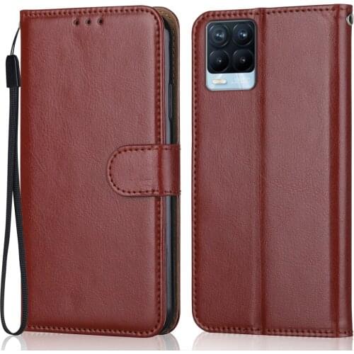 Luxury Leather Case for On On Realme 8 4G Wallet Stand Flip Case Realme8 Phone Bag with Strap