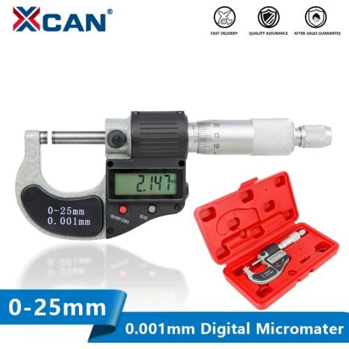XCAN Caliper 0.001mm Digital Micrometer 0-25 mm Electronic Outside Micrometer Chrome Plated Caliper Gauge Measuring Tools