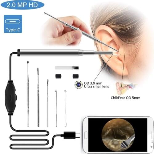 3-in-1 Ear Cleaning Endoscope Camera 3.9mm 720P HD 1.0 MP Borescope Inspection Camera Otoscope Visual Earpick Tool for Android