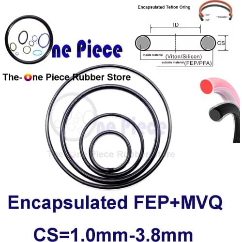 FEP ORing 7.65x1.78/14x1.78/10.82x1.78/12.42x1.78/23.52x1.78/37.82x1.78 IDXCS ORING Encapsulated PTFE+MVQ+FPM Coating MQV gasket