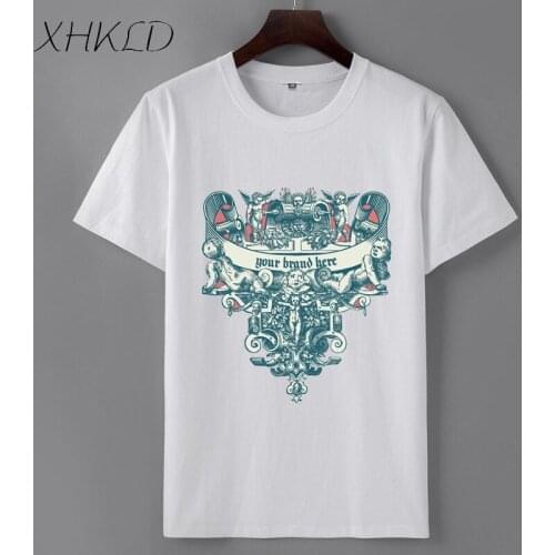 XHKLD Summer t-shirt mens o-neck white Black short sleeves casual tee t shirt homme 100% Cotton harajuku tops camisetas hombre
