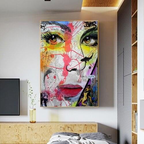Graffiti Woman Abstract Canvas Painting Mordern Street Art Posters and Prints Wall Art Pictures for Living Room Home Decoration