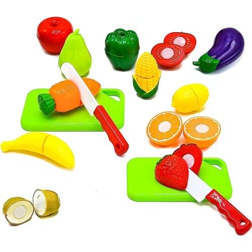 Fruit and vegetable toys kitchen food food toys for holiday cutting educational toy set with toy knife and chopping board