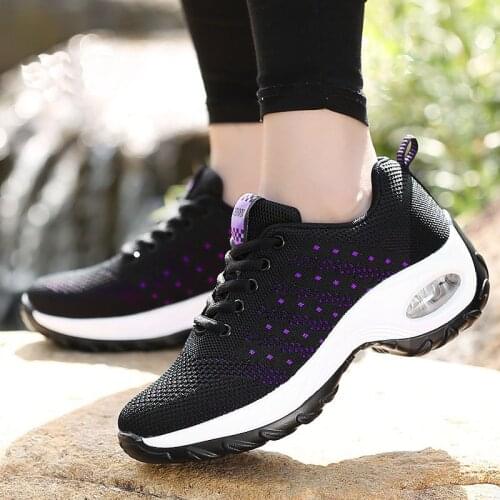 Women Sneakers Autumn Fashion Mixed Color Lace Knitted Ladies Running Shoes Breathable Shock Absorption Lightweight Sneakers