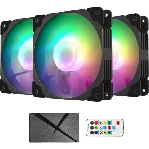 VETROO 3 Pack 120mm Cooling Fans 12V DC 4Pin RGB Adjustable Speed Adjust LED Ultra Silent PC Computer Cooler ARGB Case Fans