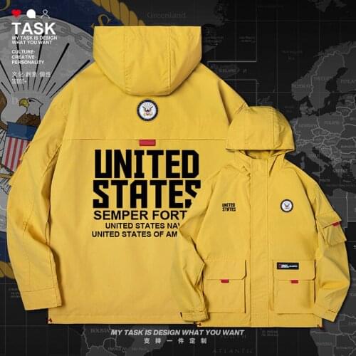 United States of America USA US men jacket hooded Navy logo army fan for men jackets streetwear mens fashion autumn clothes