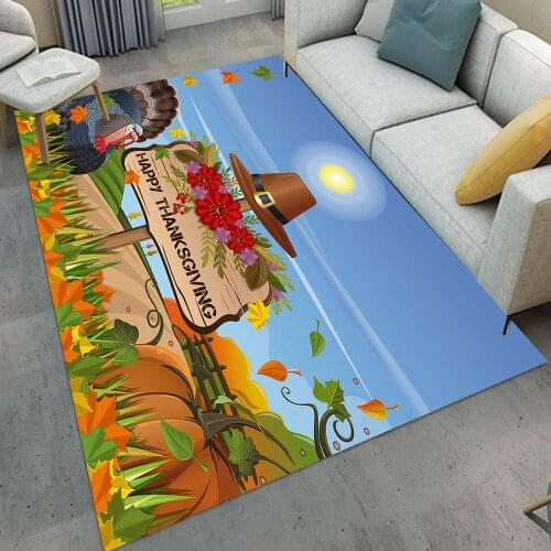 LB Custom Happy Thanksgiving Home Decoration Childrens Room Floor Cushion Kitchen Area Rugs Bathroom Carpets Non-Slip Mat