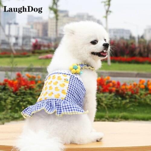 Cute Pet Clothing Dog Clothes Skirt Summer Dress For Small Dogs Clothes Strawberry Duck Print Puppy Cat Costume Outfit Chihuahua
