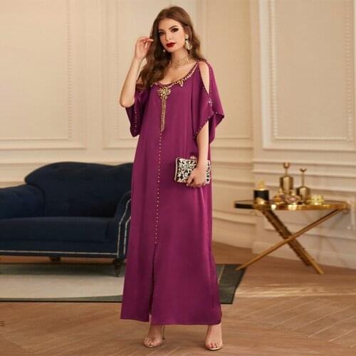 Dubai Middle East Fashion Womens Rose Red Strapless Heavy Hand-stitched Diamond Luxury Middle East Party Festival Dress