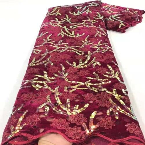 Latest Lace Fabric 2021 High Quality African Net Lace Velvet Fabric French Lace Fabrics With Sequins For Party RF-210