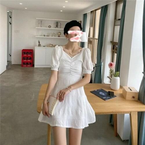 Japanese New White Summer Dress Girls Students Lady Sweety Kawaii Dress Short Sleeve Lovely Kawaii Girl Woman Dress