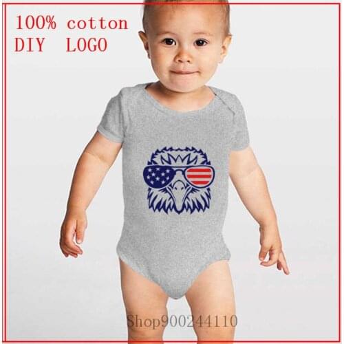 Newborn Baby american and eagle bezel color sun flag Jumpsuit Clothes Bodysuits Baby Short Sleeve Cotton Clothes Outfits 0-18M