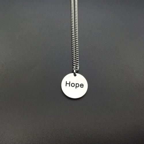 Letters round Necklace Silver Color Disc Pendant Necklace Hope Word Women Friends Family Letter necklace 2019