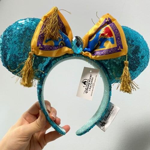 Disney Authorized Minnie Ears Headband Peppermint Twist Princess Big Bubble Bows Ears Adult/kids Headband Christmas Gift