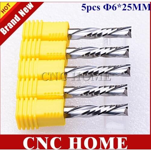 DOWN CUT 6*25mm 2 Flute Import CNC Carbide End Mill Bits Milling Tools Cutter, PVC Acrylic MDF Wood Cutting Tools for Machining