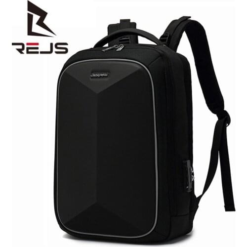 REJS LANGT Fashion School Backpack Laptop 15.6 Inch Anti-Theft Backpacks Men Business Hard Shell USB Charging Travel Bag Mochila
