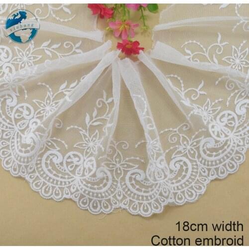 18cm width Cotton embroid lace sewing ribbon guipure lace african lace fabric trim warp knitting DIY Garment Accessories#3160