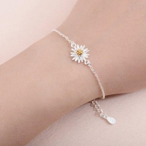 Shuangshuo High Quality Fashion Jewelry Chrysanthemum Bracelets for Women Sunflower Cuff Bracelet Female Flower Charm Bracelet