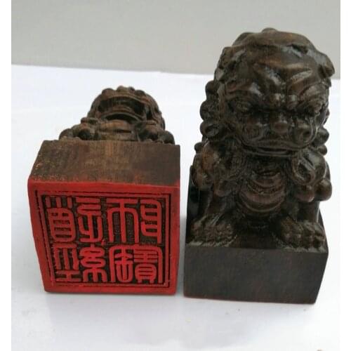 Taoist seal, Taoist masters seal, black sandalwood carving lion seal, Taoist supplies