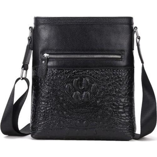 Vertical male briefcase Crocodile pattern cow Leather Men shoulder bag Messenger bag men leather bag business male handbags