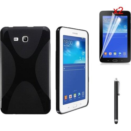 X Line Matte TPU Gel Silicone Case Skin Cover Pouch Bag+2*Clear Films+Stylus For Samsung Galaxy Tab 3 Lite 7.0 T110 T111 Tablet