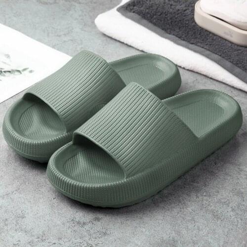 Dropship Thick Sole Home Women Slippers 4.5cm Heel NEW COLOR Ladies Platform Flat Shoes Non-slip EVA Living Room Indoor Slides