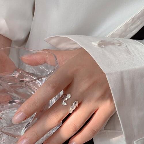 VENTFILLE 925 Sterling Silver Ginkgo Leaf Ring Female Simple Leaf Index Finger Ring Light Luxury Art Autumn And Summer New Style