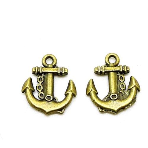 10pcs/lot 15X18MM Vintage Antique Anchor Charms For Necklace Bracelet Earring Keychain Alloy DIY Jewelry Making Accessories