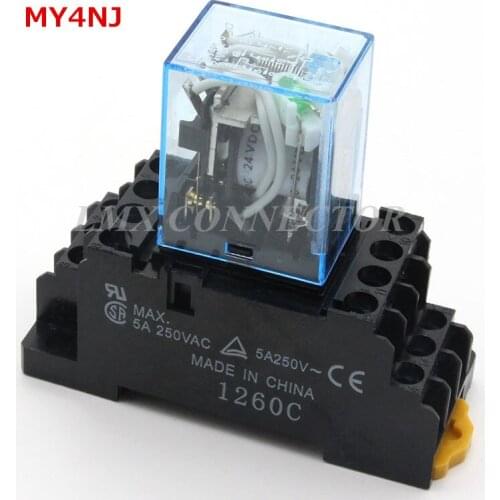 2PCS LED MY4NJ General Purpose Relay 4PIN 4NO 4NC 12V/24V /220V Relay Switch
