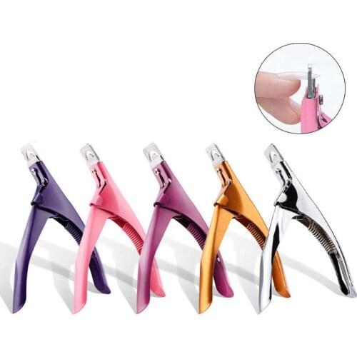 2Pcs Professional Nail Art Clipper Special Type U Word False Tips Edge Cutters Manicure Colorful Stainless Steel Nail Art Tools
