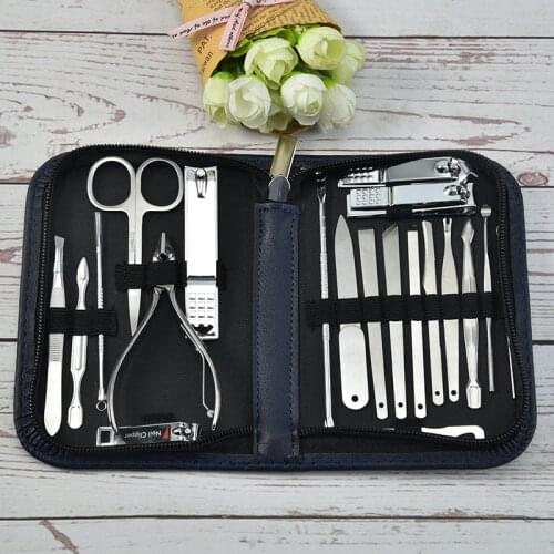 20pcs Stainless Steel Nail Clipper Pedicure Manicure Set Dead Skin Remover Scissor Pusher Tweezer Nail File Toenail Cutter Kit