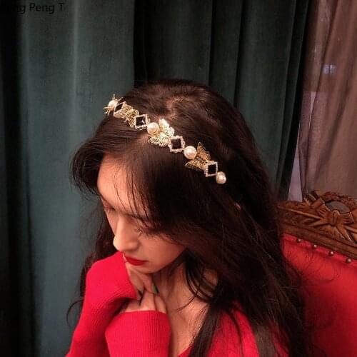 2021 retro palace style pearl Headband Versatile fairy style forest Butterfly Hair Accessories