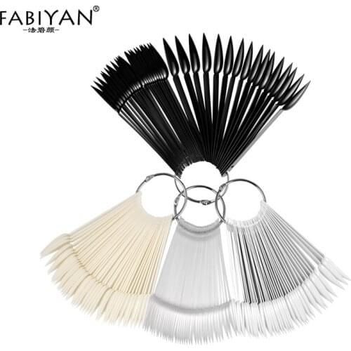 40Pc Nail Art Polish Color Card Palette Finger False Tips Display Practice Acrylic UV Gel Tool Manicure Sharp Fan With Ring