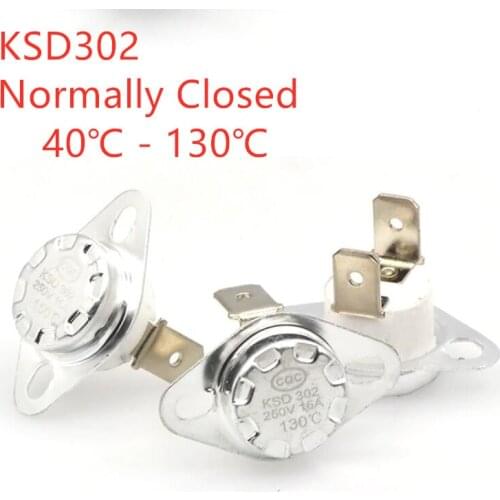 5Pcs KSD302 16A Temperature Switch Thermal control 40/45/50/55/60/65/70/75/80/85/90/92/95/100/105/110/115/120/125/130 Centigrade