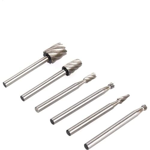 6pcs Points 1/8" Points Drill Bit Points HSS Burr End Mill Cutter File Rotary Tool Drill Bit Points 3.17mm-8mm Head SG