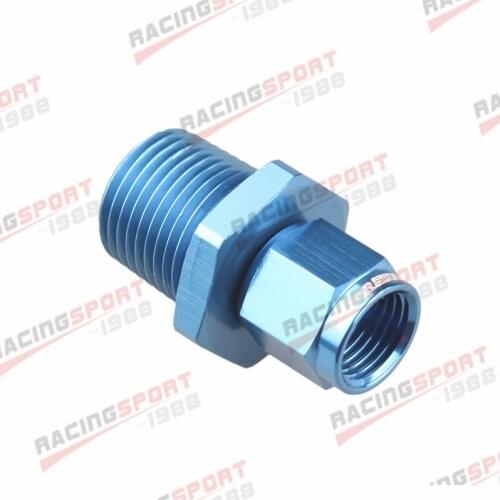 6AN To 1/2" NPT Female Swivel To Male Straight Aluminum Fitting Adapter BLUE