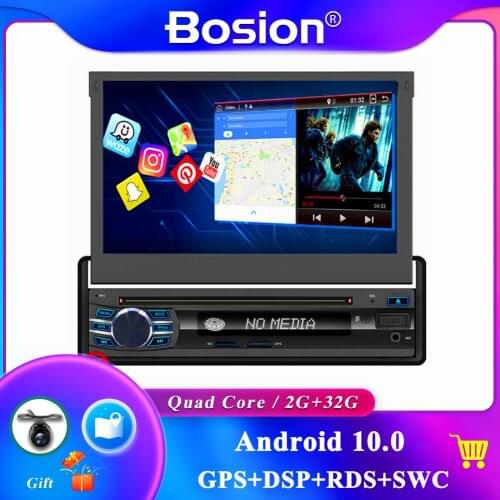 7"Car Radio Stereo For Universal Flip screen Quad Core Android 10.0 DVD CD GPS Navi Wifi BT Camera Map DAB Carplay