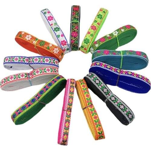 7 Meters 20mm Flower Embroidered Ribbon Ethnic Jacquard Trim Single Face DIY Clothes Bag Home Textiles Decoration Accessories