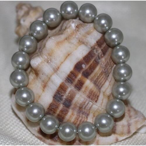 Charms 10mm simulated-pearl shell round beads strand beaded bracelets for women gifts jewelry 7.5inch B2910
