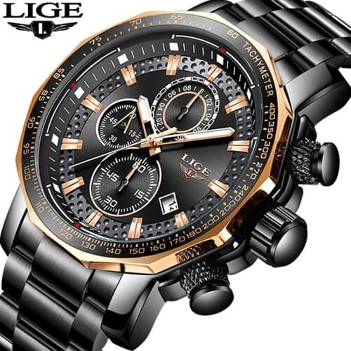 2019 New LIGE Fashion Mens Watches Luxury Brand Business Quartz Watch Men Sports Waterproof Big Dial Male Watch Relogio Masculin