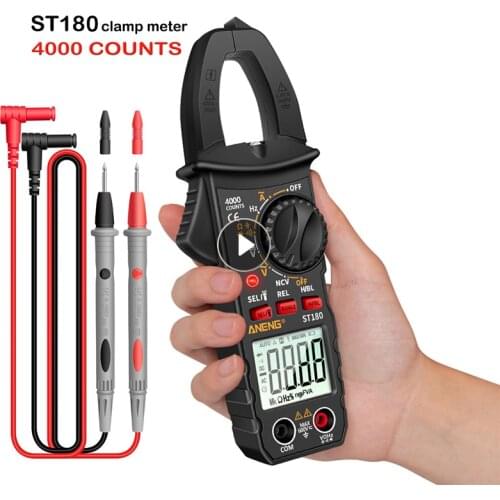 ST180 Digital Clamp Meter DC/AC Current 4000 Counts Multimeter Ammeter Voltage Tester Car Amp Hz Capacitance NCV Ohm Test Tool