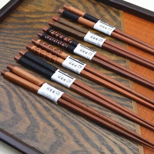Japanese-style Natural Handmade Wood Chopsticks Japan/China Eating Ware Chop Sticks with String Wood Teableware