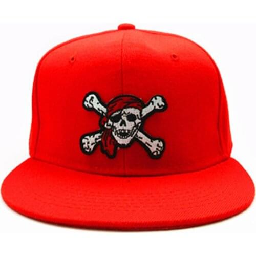 Pirate Skull Embroidery Cotton Baseball Cap Hip-hop Cap Adjustable Snapback Hats for Men and Women 141